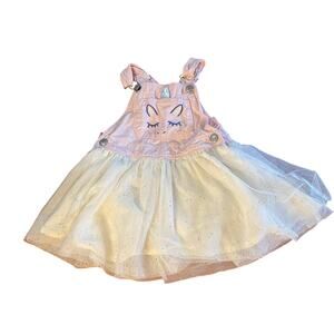 OshKosh B'gosh light pink white tutu‎ unicorn adjustable overall skirt SIZE 3T